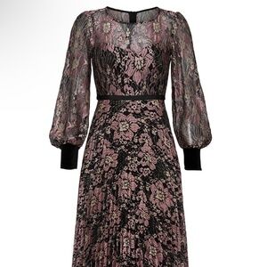 Nissa - Floral Pleated Lace Dress